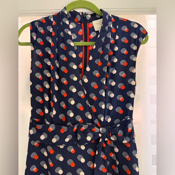 kate spade Nee York Navy Polka Dot Dress with Red and Cream Dots - Picture 2 of 3